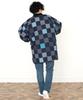 KYOETSU Men's Winter Fleece Hanten (1. Navy Checkered Pattern, Size M)