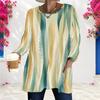 Women Plus Size Beige Brown Yellow Tie Dye Printed Round Neck Long Sleeve Loose T Shirt With Pockets
