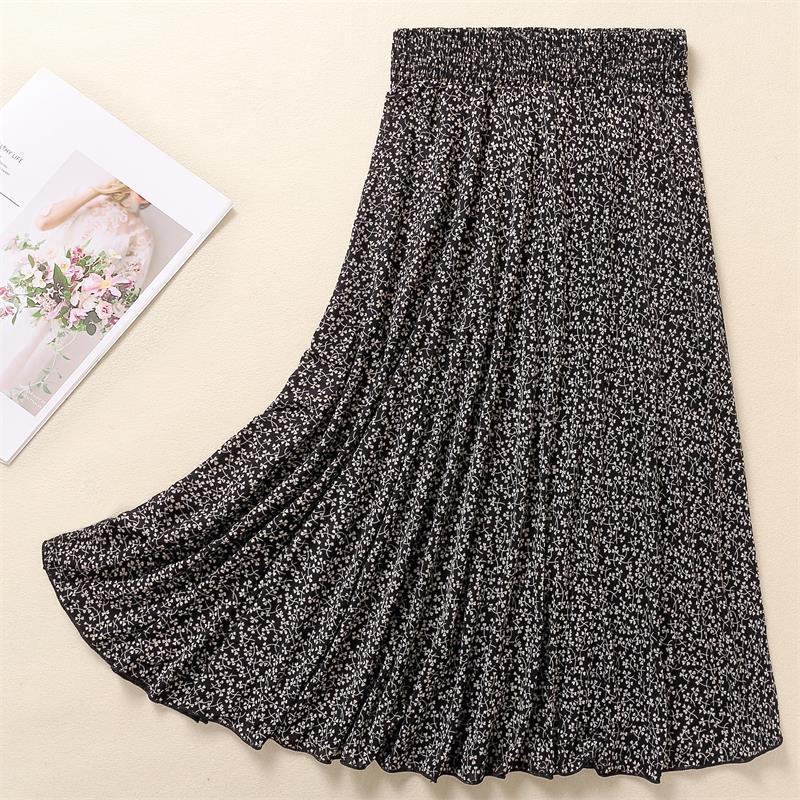 Women's Summer Ice Silk Midi Skirt – 72cm Length, Elegant Dance Style for Middle-aged and Elderly