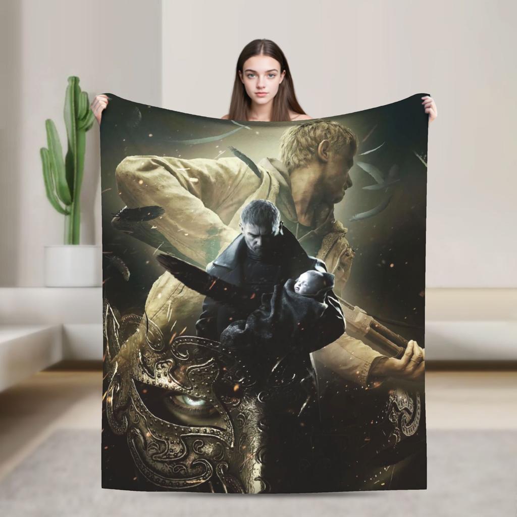 Resident Evils Village Warm Soft Blankets Girls Boys Plush Throw Blanket Comfortable Home Decor Flannel Bedspread Sofa Bed Cover