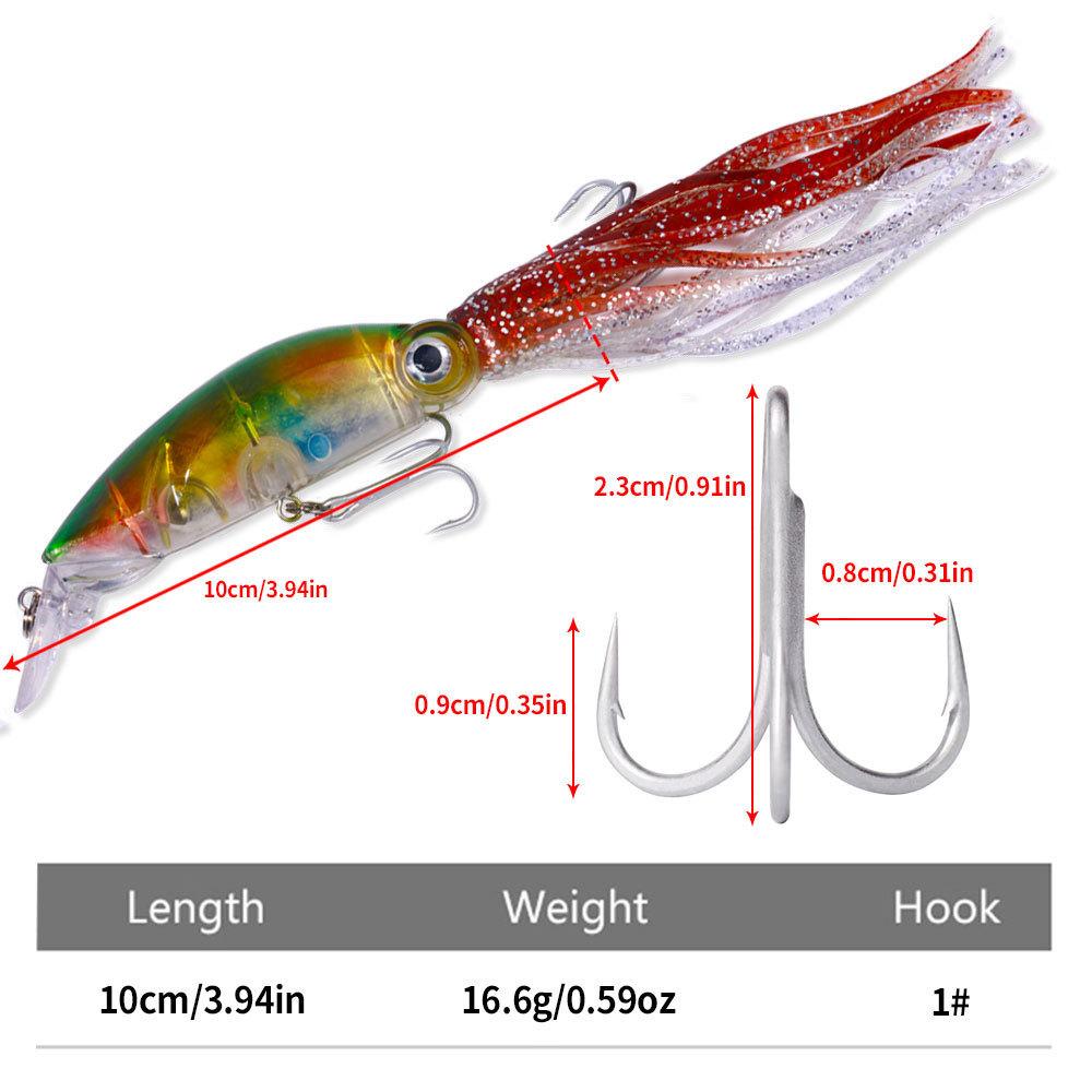 Lure Bait Set Floating Octopus10CM16.6GMulti-color Realistic Fake Bait with Mustache High Simulation Fishing Tackle Supplies