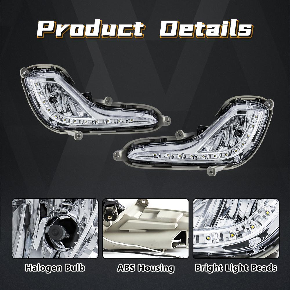 For Hyundai Accent 2012 2013 2014 2015 2016 2017 DRL LED Daytime Running Light Fog Lamp Car Auto Headlight Waterproof Daylights