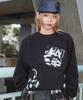 WEGO Photo Paste Graphic Pullover Size Big Gift Men's Sweatshirt, M, Black, Streetwear, Casual, Silhouette, Spring, Autumn, Winter,