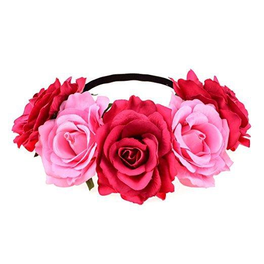 Halloween Rose Hair Band Hair Hoop Cosplay Costume Party Flannel Flowers Crown Headband Festival Hair Garland Wedding