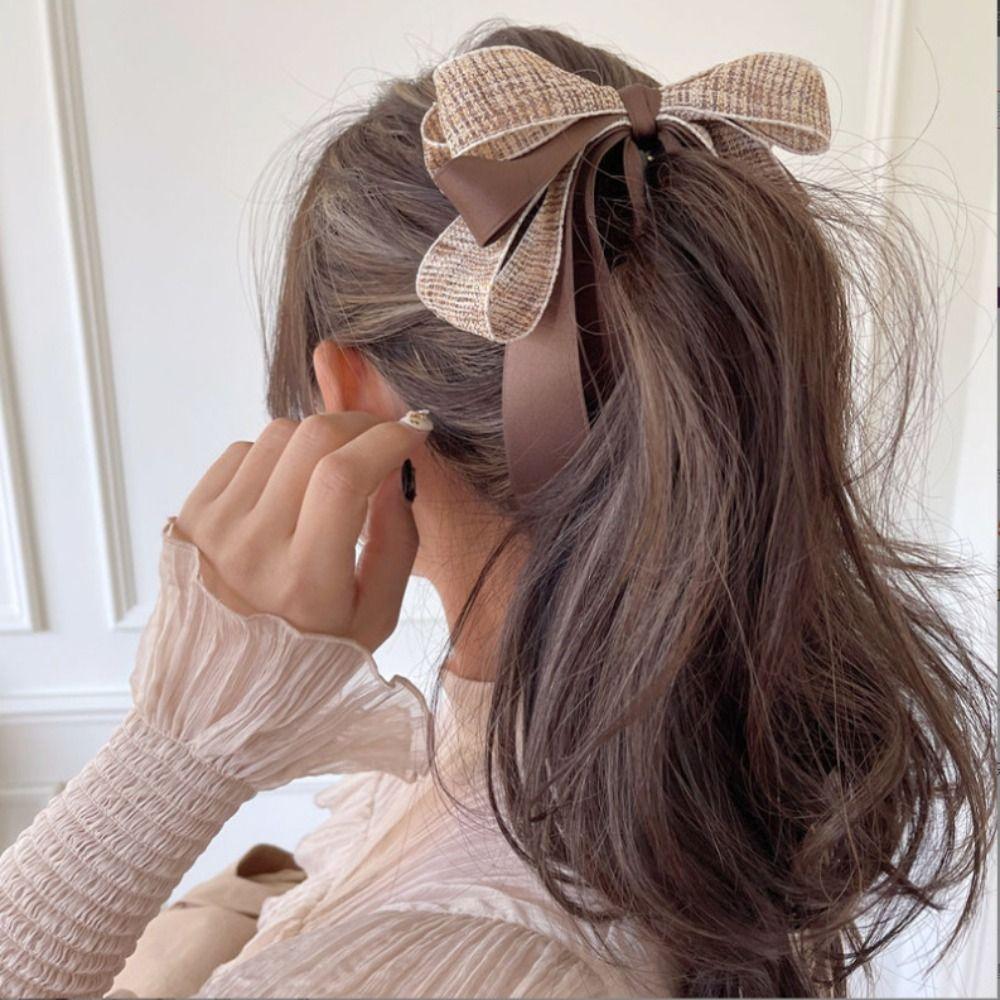 Korean Style Bow Vertical Clip Hairpin Bowknot Hair Clip Cute Cloth Banana Clip  Women