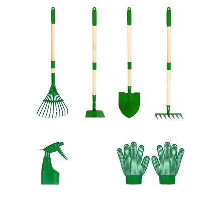 ABWR-Gartengeräte-Set für Kinder-6 Teile Garten mit Schaufel, Rechen, Hacke, Laubrechen, Werkzeuge zum Graben und Unkrautjäten im Hof und Rasen