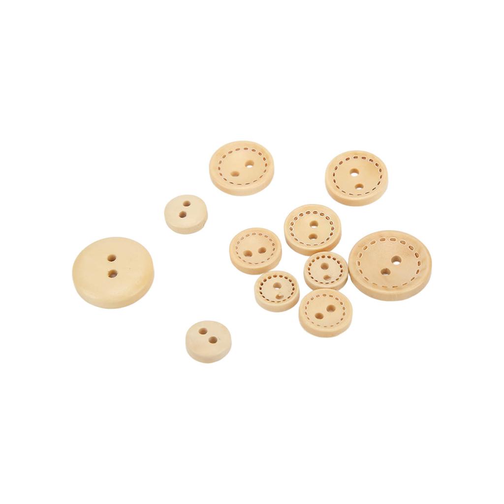 100Pcs Wooden Buttons Unique Design Natural   Sturdy Safe Convenient Round Wood Button