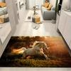 Light Golden Running Horse Wild Grass Sunset Print Area Rug Wildlife Animal Non Slip Rectangular Floor Mat Horse Lover Gaming Room Bedroom Decor Rug