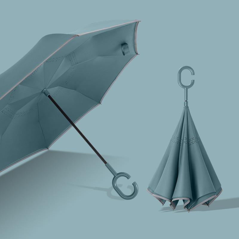 New 8-bone creative hands-free double-layer straight rod reverse umbrella car long handle reverse umbrella umbrella