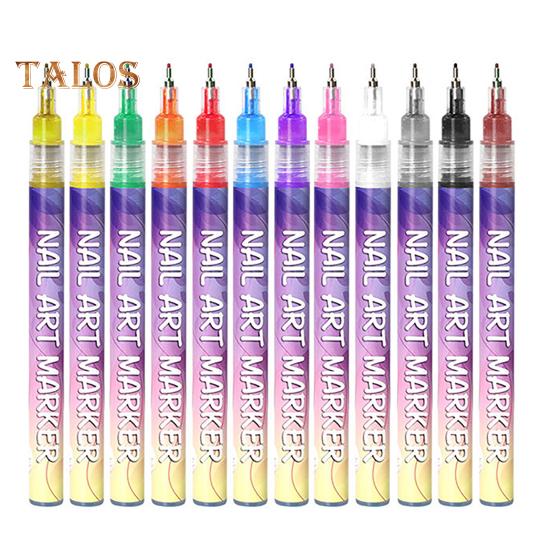 

12 шт. ручки для граффити для дизайна ногтей, ультратонкий наконечник, маникюрный маркер, самодельный дизайн ногтей, водостойкие гелевые ручки, инструмент для нейл-арта 1 Set