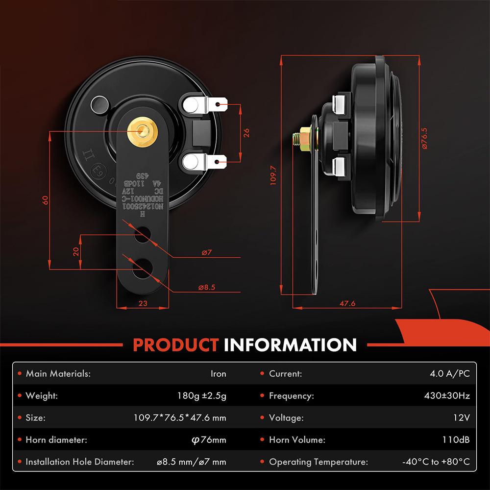 12V High-Power Universal Disc Horn for Cars & Motorcycles