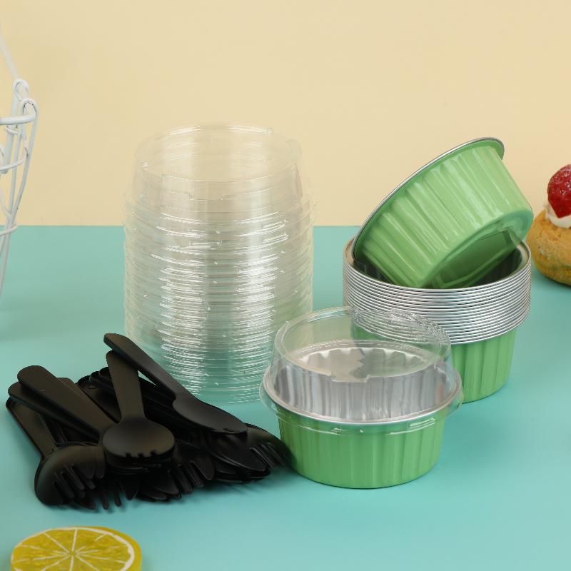 20 Set Aluminum Foil Cake Cups Mini Cake Pans Disposable Baking Mold For Mousse Pudding Portion Baking Tray