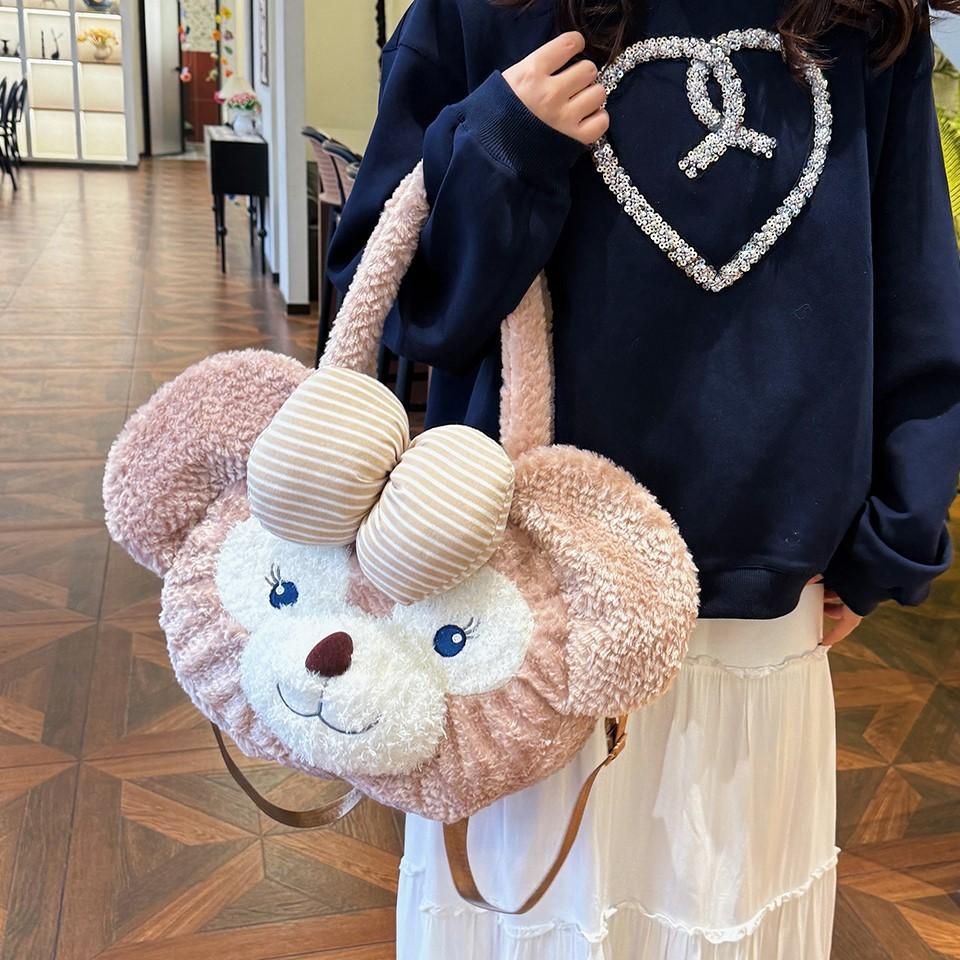 Shelliemay Bowknot Plush Backpack Single Shoulder Underarm Bag Cute Gift Kids