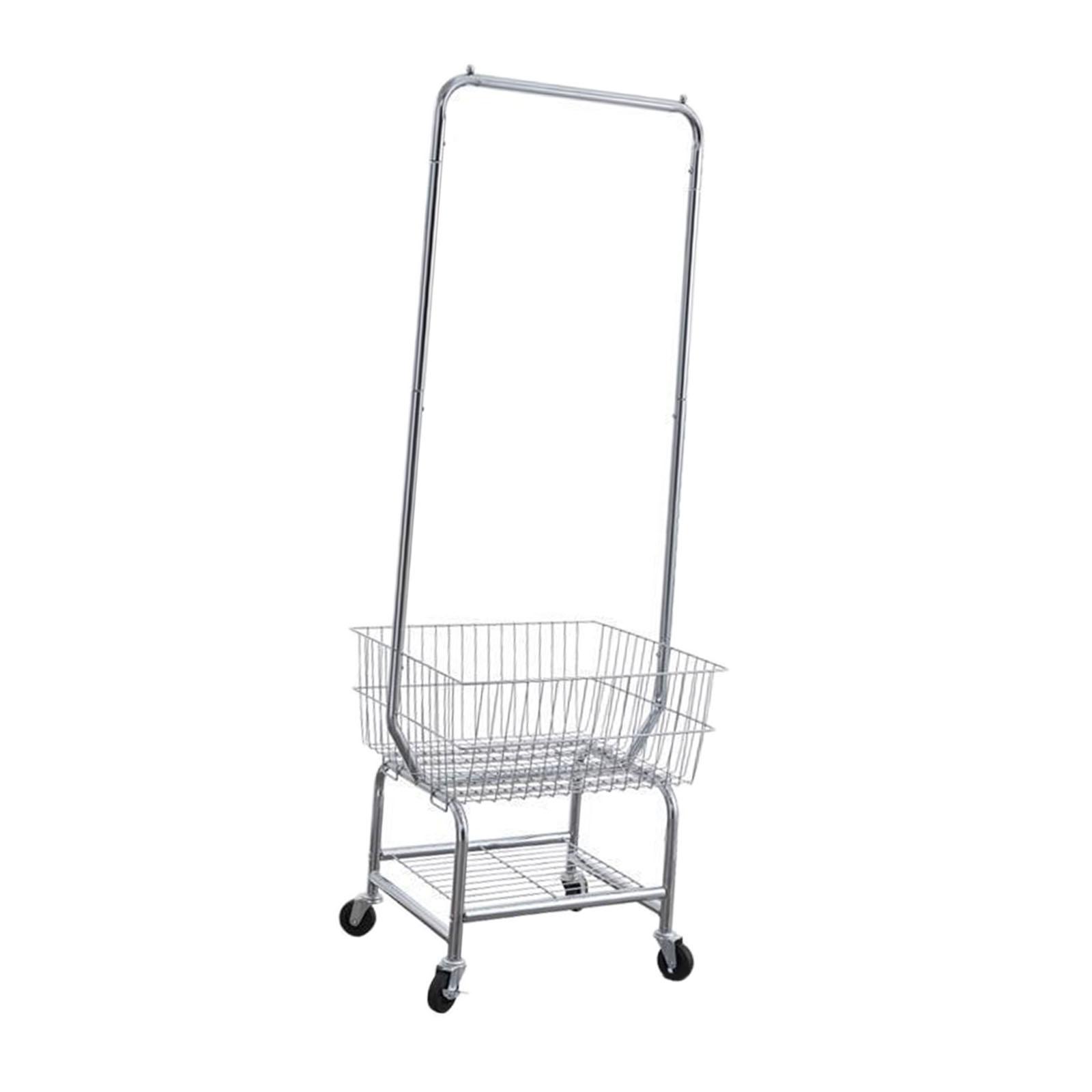 Rolling Clothing Rack Metal Garment Rack Detachable Storage Basket Adjustable Clothes Rack for Storage Dressing Room Bedroom