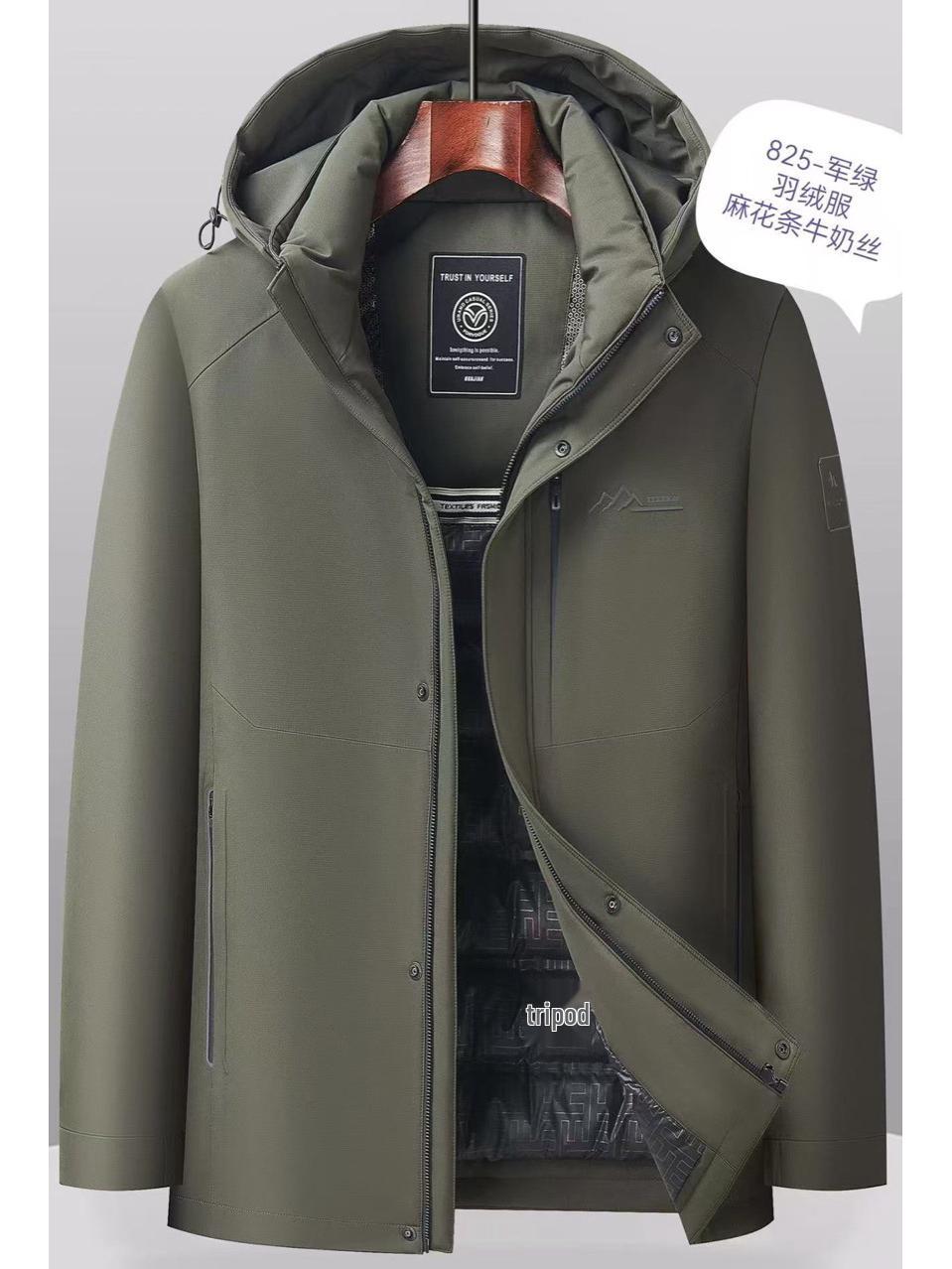 2025 Средняя утепленная пуховая куртка со съемной подкладкой для сильных морозов XL армия зеленый