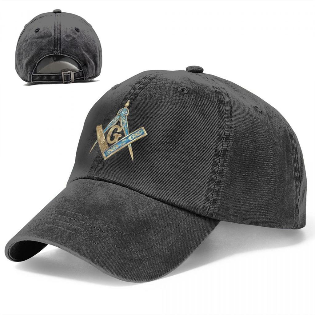 Blue Gold Baseball Caps Peaked Cap Freemason Gold Square Compass Sun Shade Hats for Men