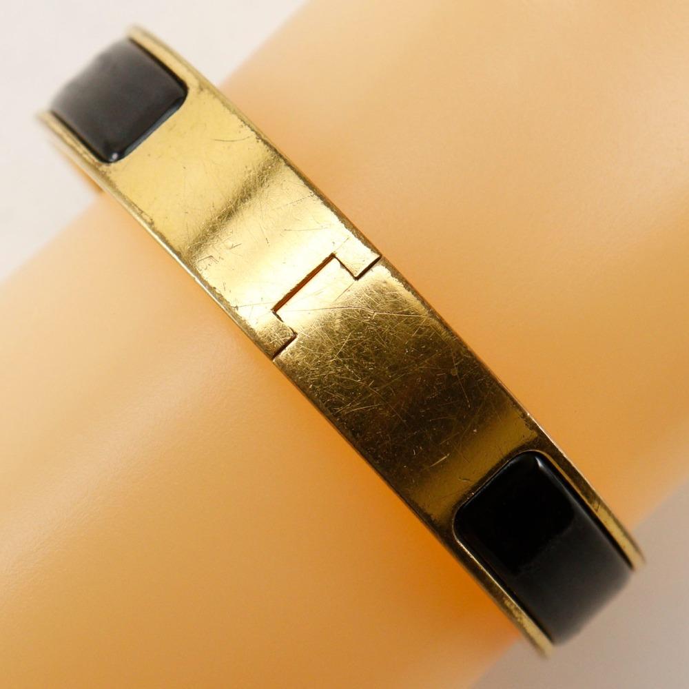 Hermes Click H Bangle Black Plated Gold 34.3g Women Used