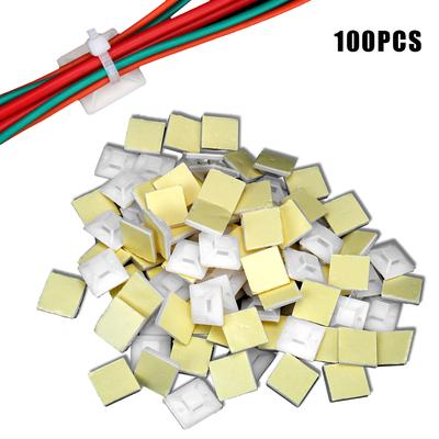 2cm X 2cm Fixing Seat Clamps Zip Tie Mount Wire Wall Holder 100PCS Wiring Accessories Self Adhesive Cable Tie Base