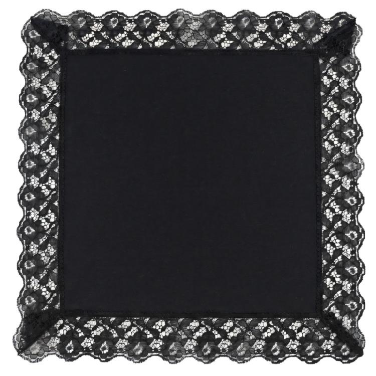 Large Lace Trimmed Handkerchief In Black Cotton Highly Absorbent for Women 1 чёрный