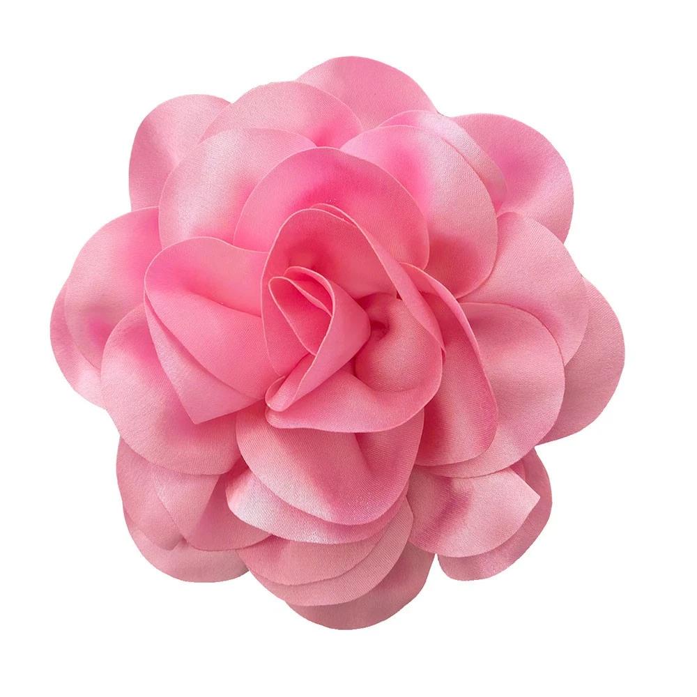 Large Flower Corsage Silky Satin Lapel Pin Camellia Brooch Romantic Wedding Flower Brooch For Shirts Lapel Skirts