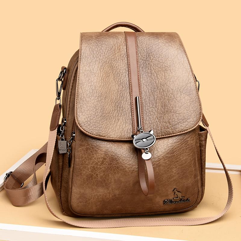 PU Backpack Women's Lightweight Backpack Multi-functional Shoulder Bag