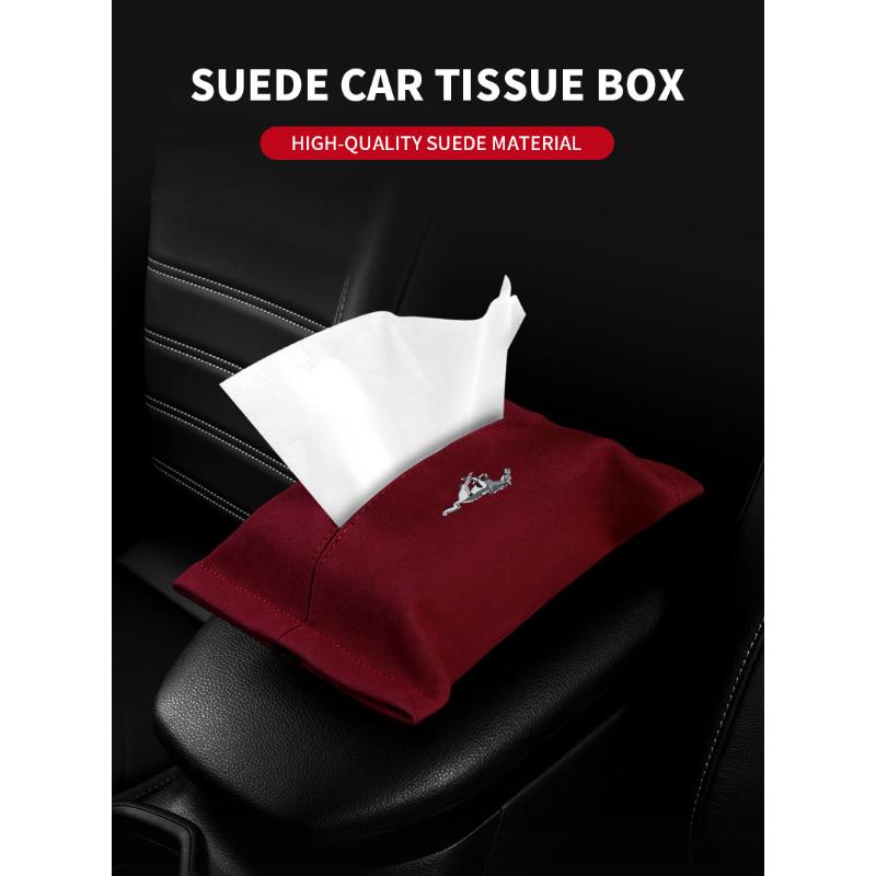 Car Suede Tissue Box Cover Easy To Carry Seat Back Accessories For Ford Mustang ST Line Mondeo Fiesta Escape Kuga Ecosport Ranger EXplorer Stickers