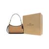 Coach Teri 24 Brand Logo Straw And Leather Tote Shoulder Bag Medium Women Bags Khaki Black CAL90-IMXUB