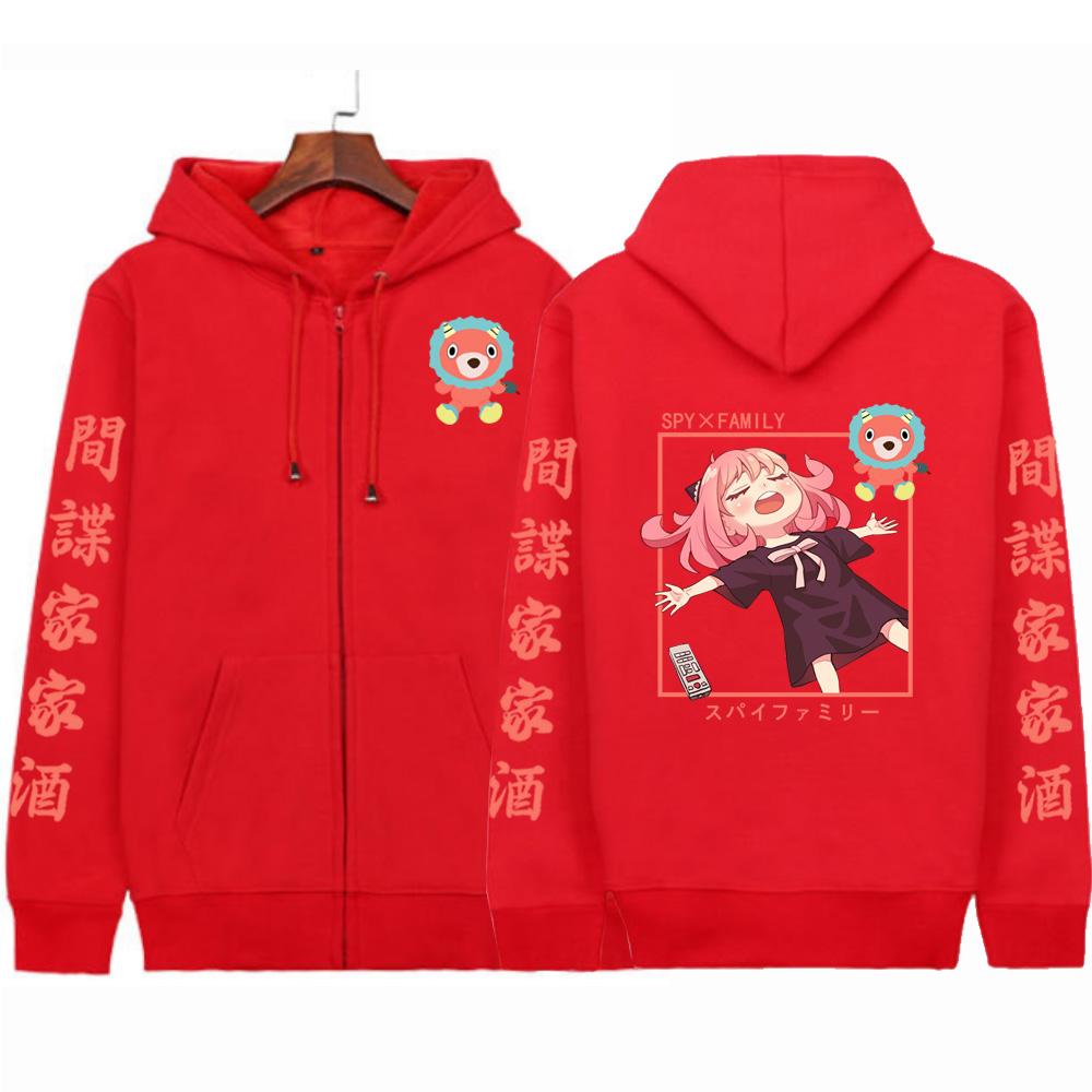 Spy X Family Anime Clothing Anya Printed Hooded Men Women Zip Up Hoodies Casual Oversized Sweatshirt Harajuku Male Zipper Jacket