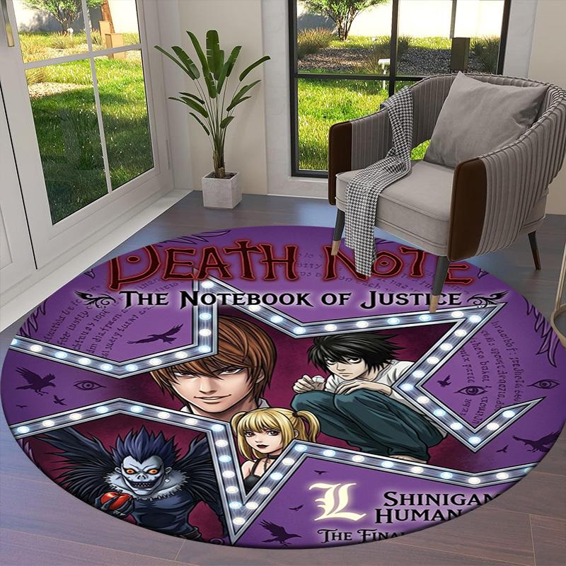 Death Note Round Area Rug Carpet Rug For Living Room Bedroom Sofa Playroom Decor Nonslip Floor Mat
