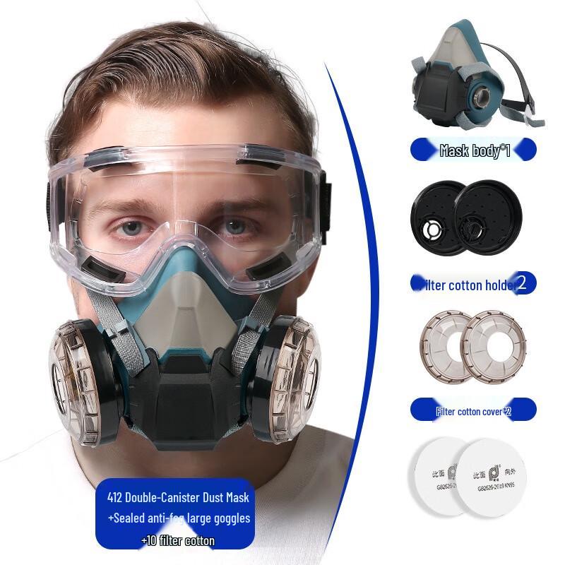 Longchan 412 Industrial Dust Mask with Anti-Fog Goggles