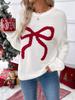 2025 Autumn/Winter Women's Bow Christmas Round Neck Long Sleeve Pullover Sweater