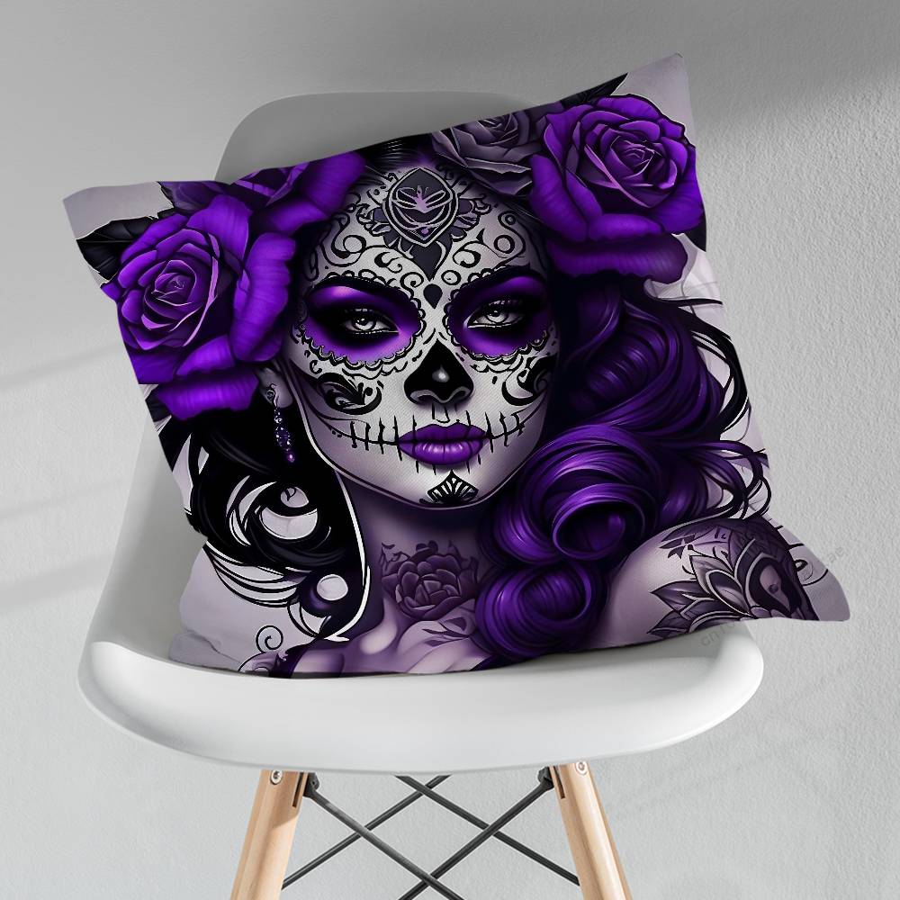 Cartoon Skull Girl Catrina Pillow Case For 30x30cm45x45cm55x55cm For Home Bedroom Decoration And Protector