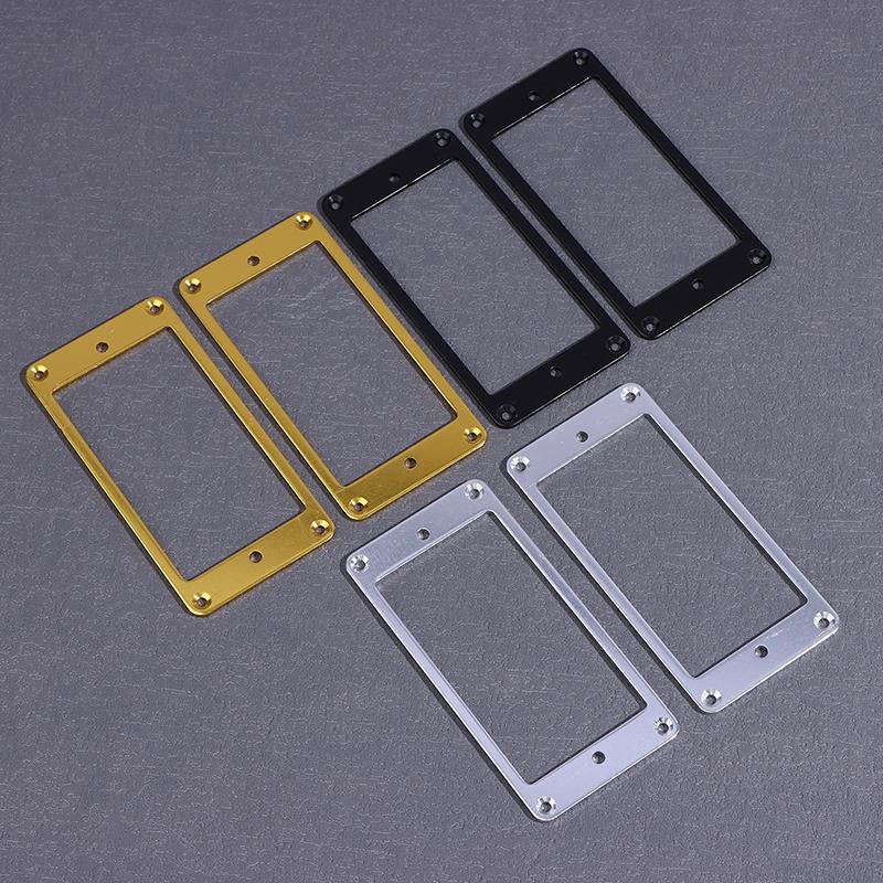 2Pcs Pickup Frames Aluminum Alloy Neck Bridge Humbucker Pickup Mounting Ring Neck Bridge Pickup Curved Frames Set For Guitar