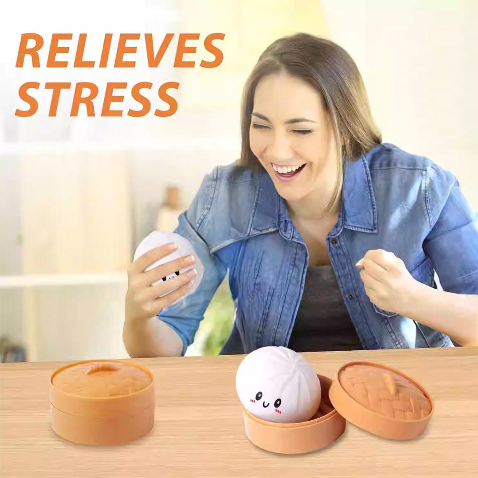 Creative Cute Colorful Dumpling Squishes Stress Balls Big Bun Pinching And Relaxing Flour Tofu Balls Steamed Bun Fun Children'S