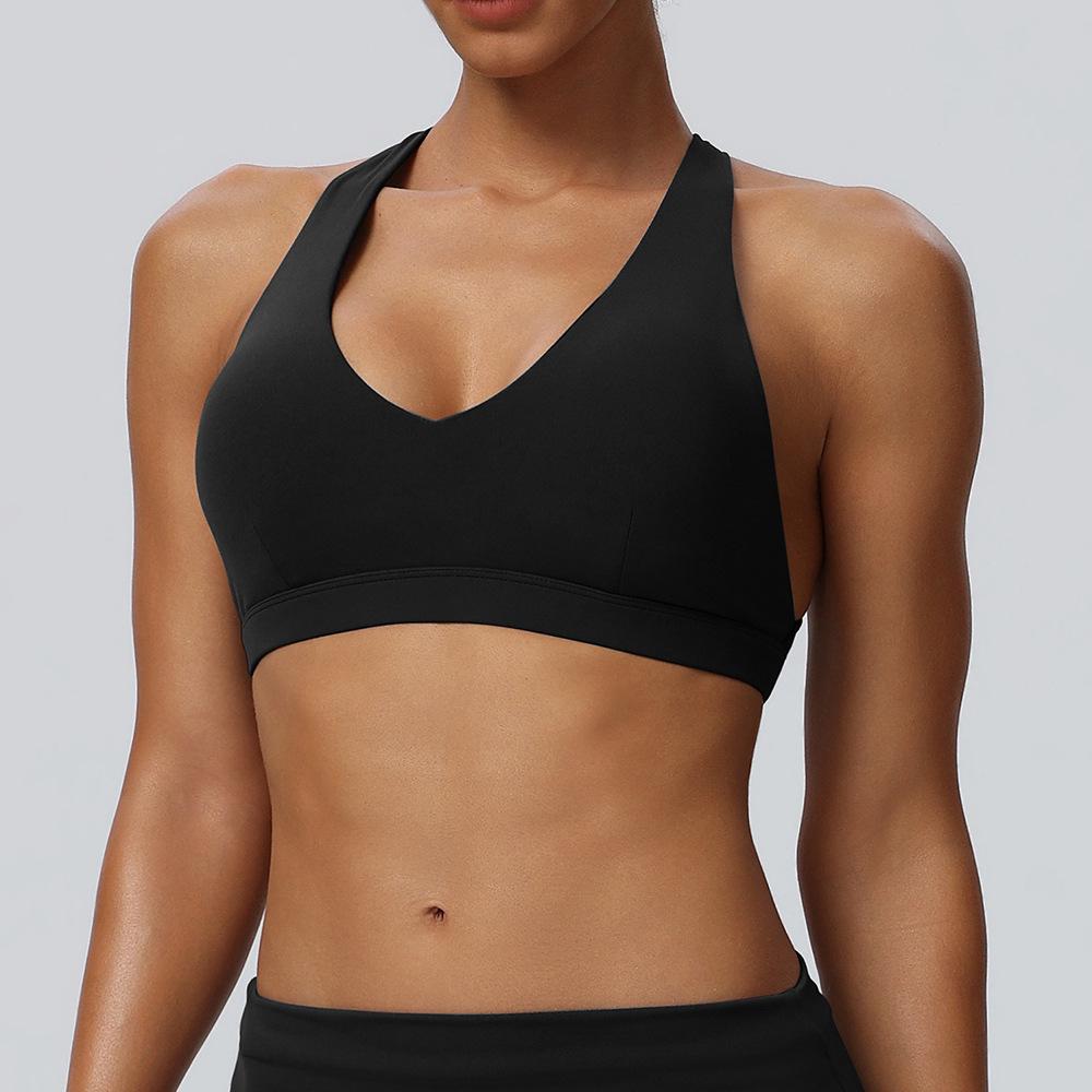Women's Breathable Quick-Dry Halter Sports Bra with Chest Pads for Yoga and Fitness