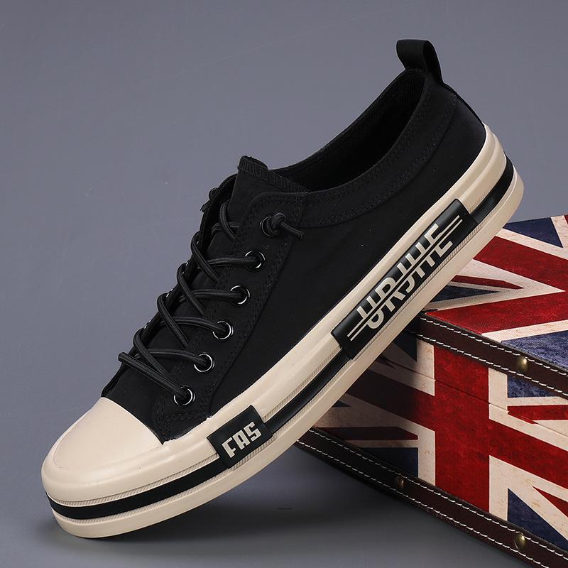 2025 Summer Men's Low-Top Color Block Canvas Slip-On Skate Shoes