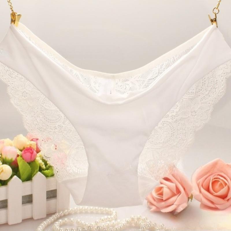 

Low-rise Women s Sexy Lace Panties Ice Silk Seamless Pure Cotton Crotch Briefs S