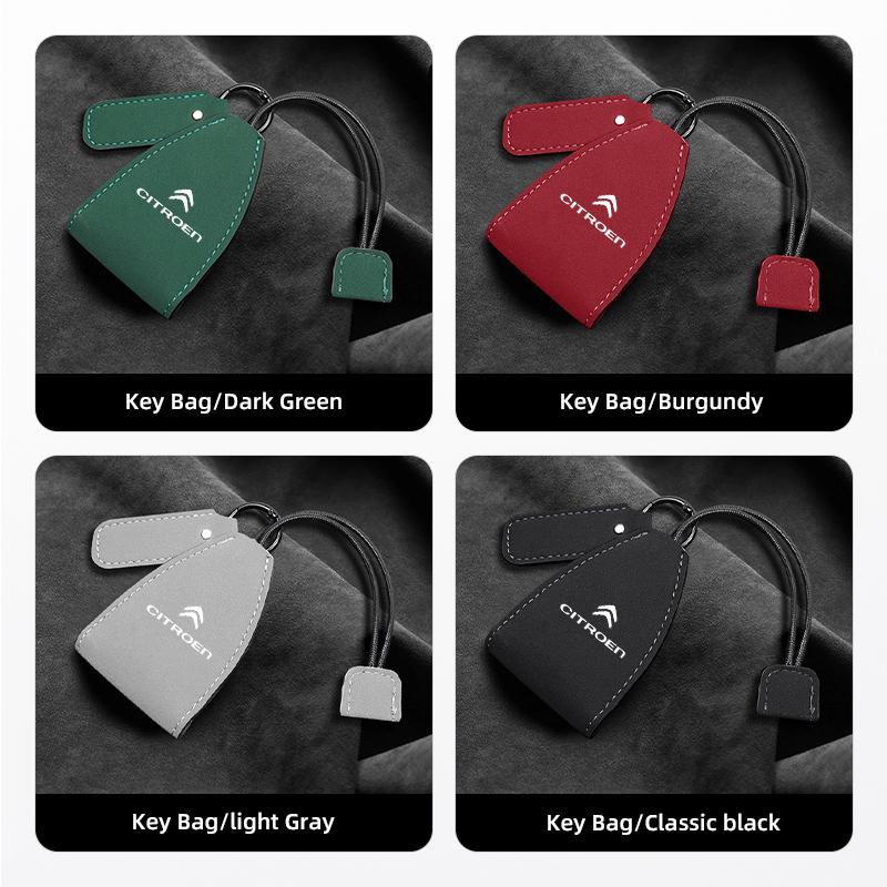 FFEC7 Car Logo Keychains Selected Suede Leather Car Key Bag For Citroen Celysee C6 C3 C5 C1 C2 C4 Aircross Picasso Cactus Berlingo Sax
