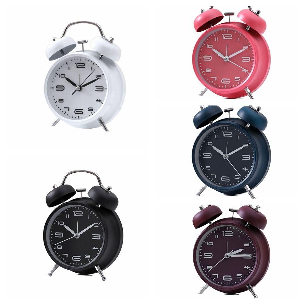 Metal Frame Silent Student Alarm Clock 4 Inch Table Clock Twin Bell Loud Alarm Clock  Bedroom
