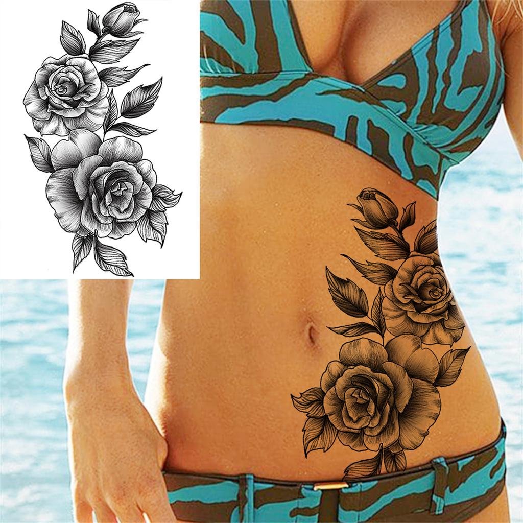 Realistic Sexy Peony Tattoos Temporary Women Adult Flower Arm Tattoos Sticker Waterproof Fake Floral Bloosom Body Leg Art Tatoos