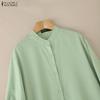 ZANZEA Women Loose Casual Round Neck Long Sleeve Solid Color Long Blouse