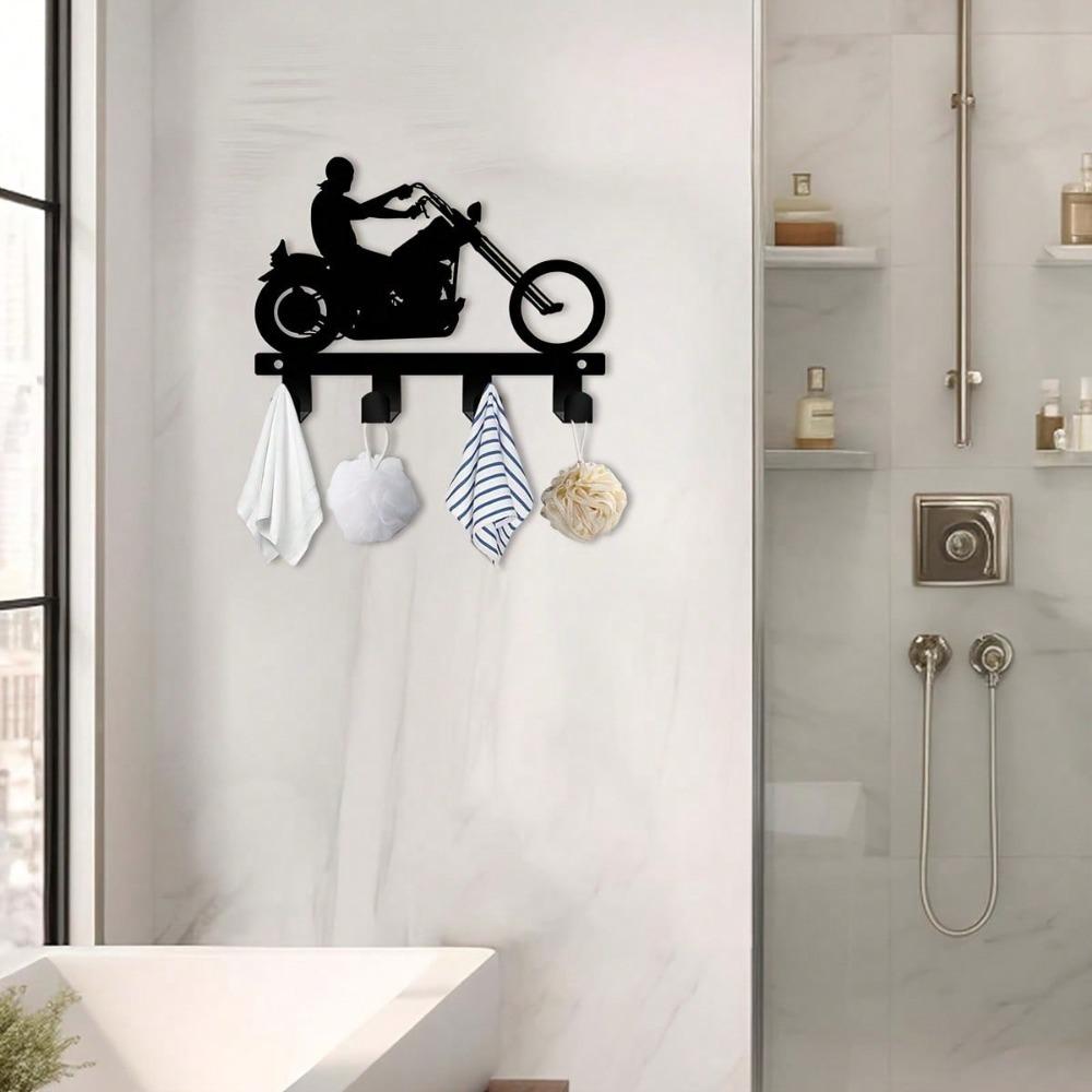 Metal Motorcycle Rider Key Holder with Hook Wall Mounted Helmet Rack for Men's Room Office Porch Space Saving 5.90 Inch