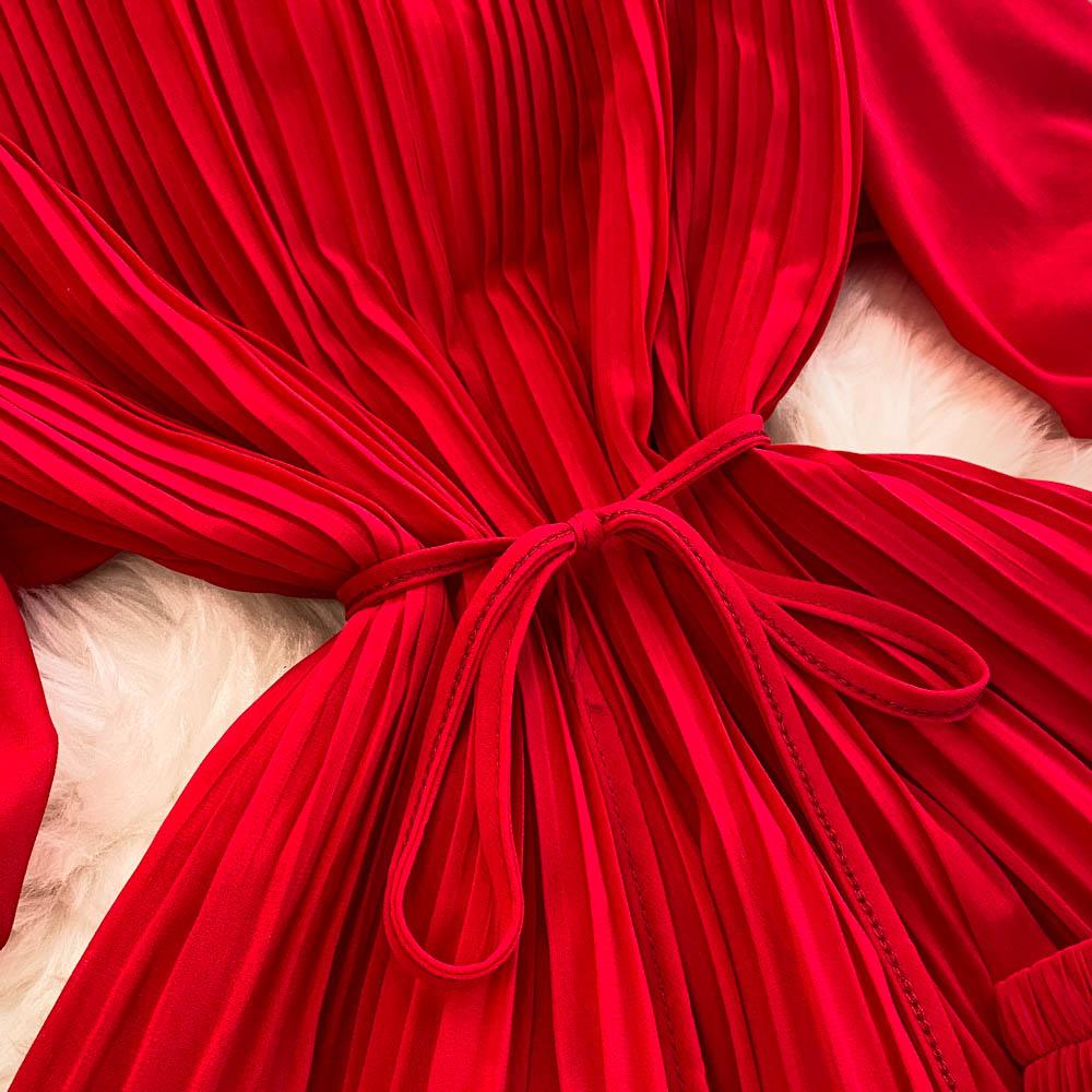 Spring Summer Women Pleated Two Piece Set Elegant V-Neck Draped Chiffon Blouse + High Waist Wide Leg Pants 2Pcs Suit Female New