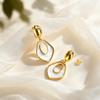 Irregular Geometric Stainless Steel Dangle Earrings for Women Hollow Rhombus Big Pendant Earrings Elegant Charming Jewelry