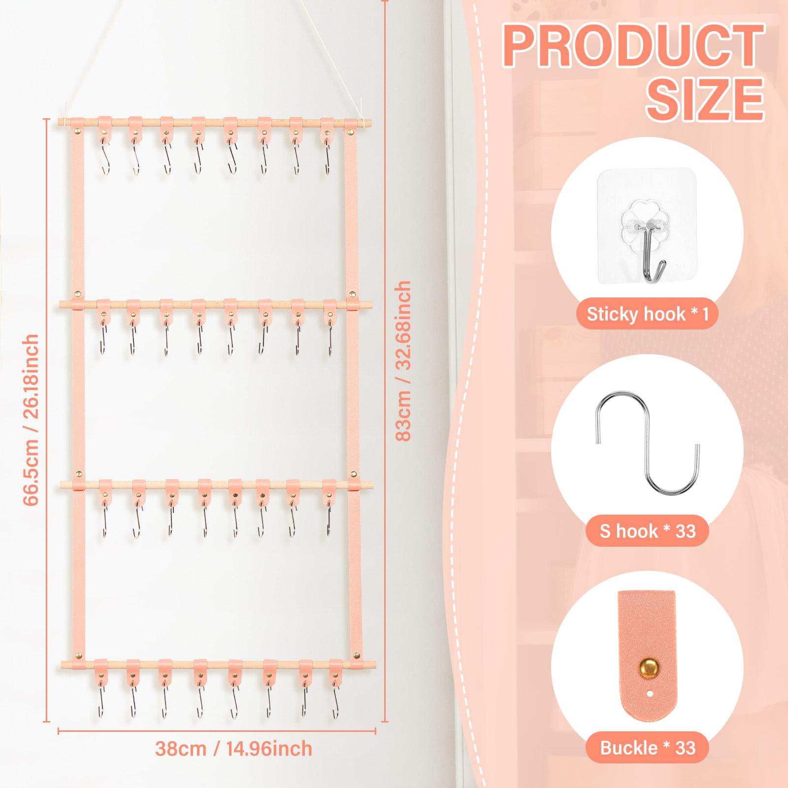 

Органайзер для бантов для волос, настенный, большой вместимости, держатель для повязок на голову, органайзер для плюшевых игрушек с крючком и пряжкой для дома, спальни розовый