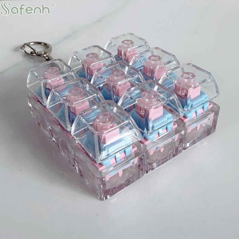 1/2/3/4/9 Key Keyboard Toys Crystal Keycap Keychain Stress Relief Fingertip Gadget Decompression Toys Clicker Toy