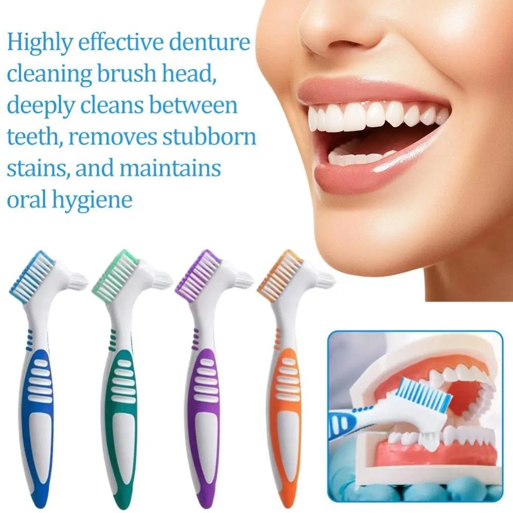 Double Sided Denture Toothbrush Cleaning Brush Denture Brush Invisible Braces Orthodontic Retainer Descaling Brush