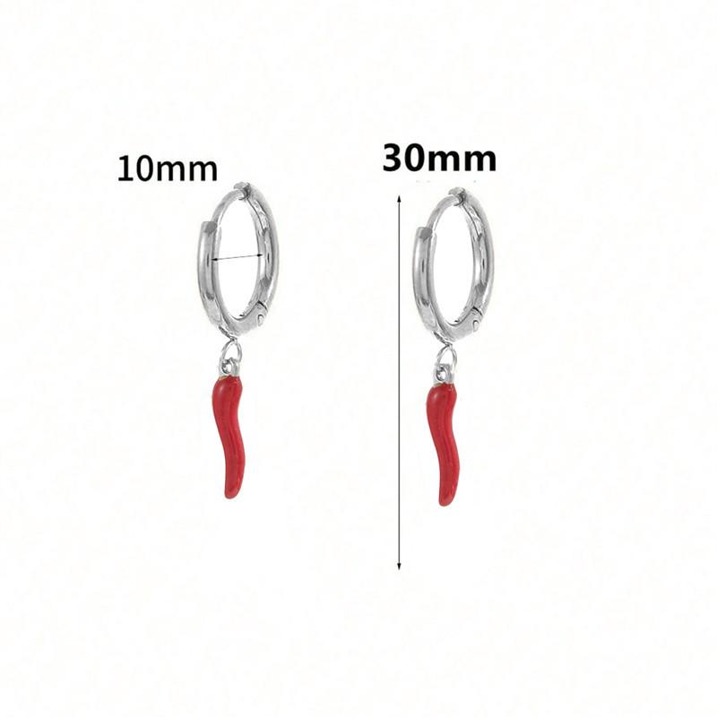 Dark Red Chili Stainless Steel Stud Earrings – Luxury & Non-Fading Cross-Border Jewelry for Women