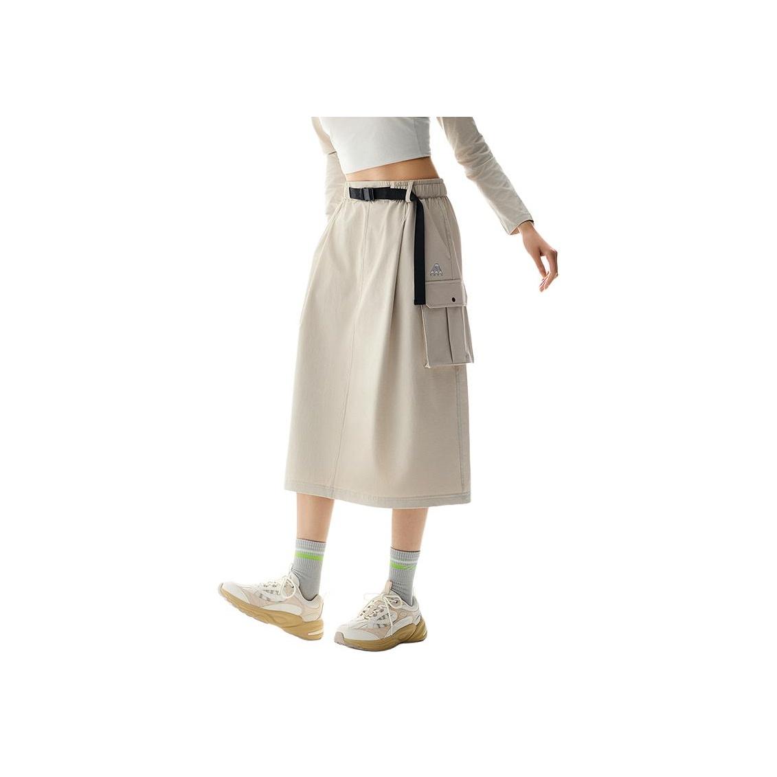 

Anta Outdoor Series Solid Color Mid Waist Comfortable Breathable Versatile Loose Casual Long Skirt Women skirts Sand-Gray 962516201-2 S
