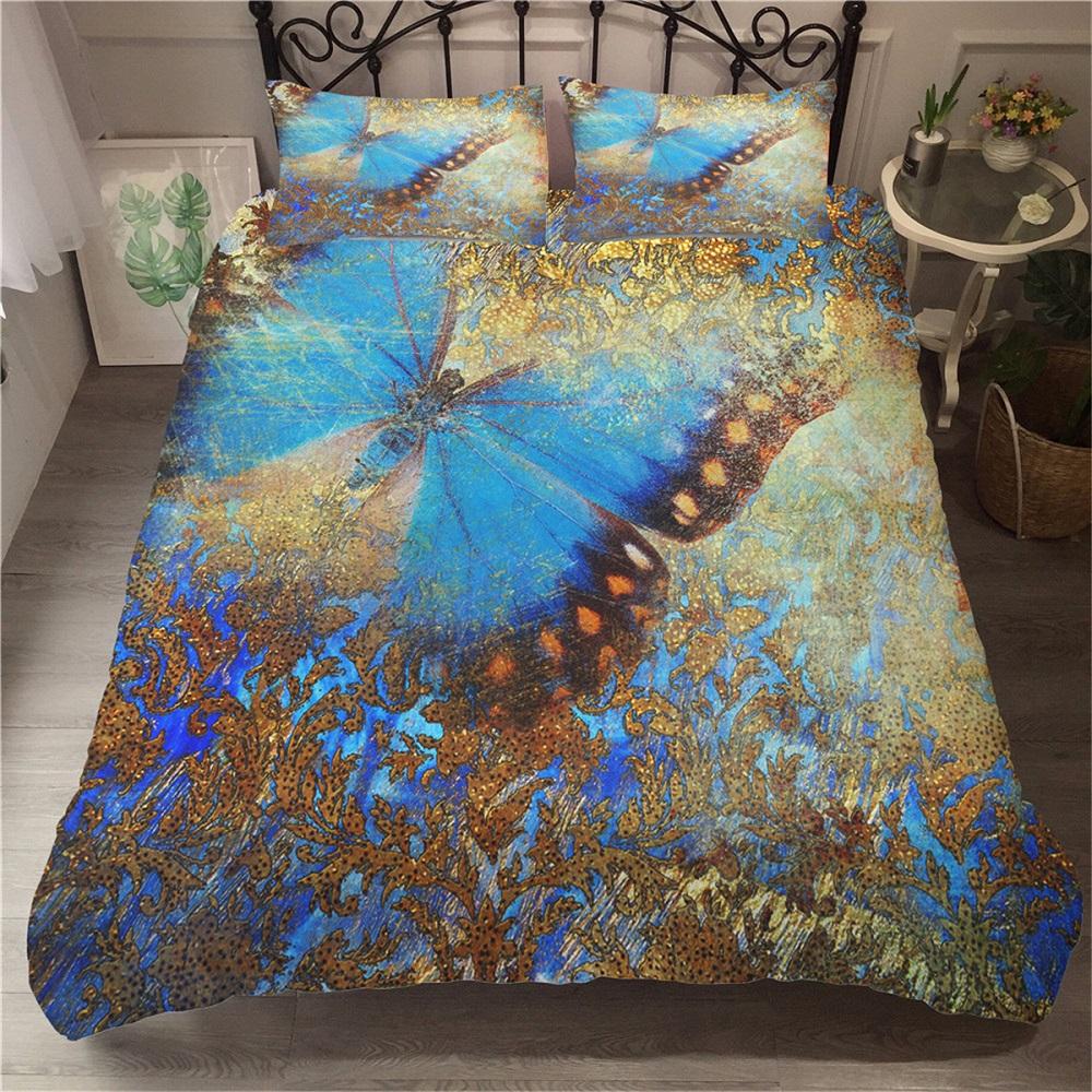 

Butterfly Duvet Cover Set Twin Size Colorful Flying Butterfly Pattern Bedding Set For Kid Breathable Soft Microfiber Quilt Cover EU single(135x200cm)